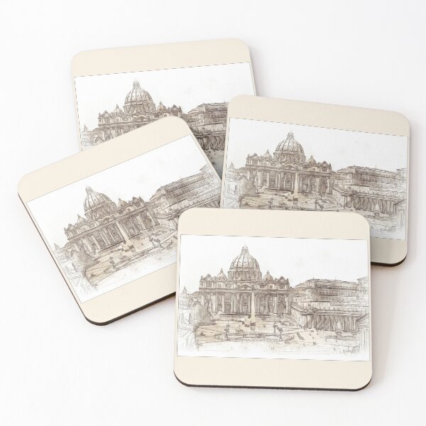 Item preview, Piazza San Pietro (Saint Peters Square), Rome, Italy - Line and Wash Sketch designed and sold by Retro Art Factory.