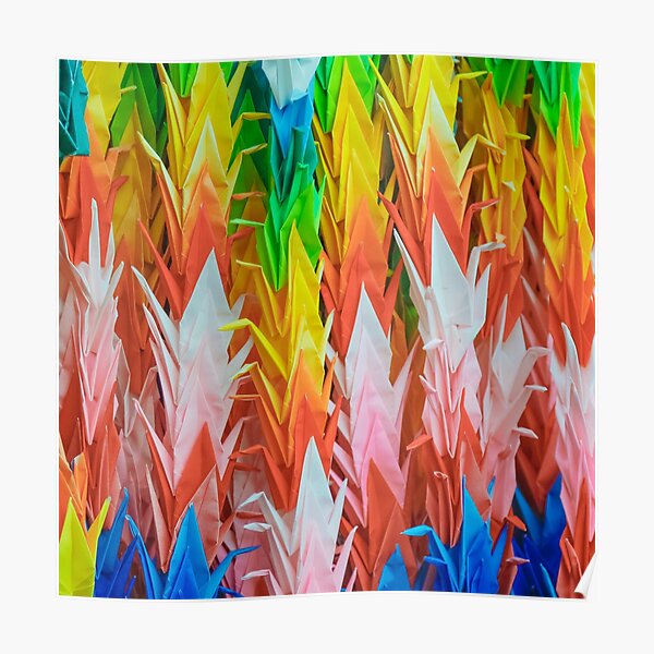 Colorful Origami Birds Poster