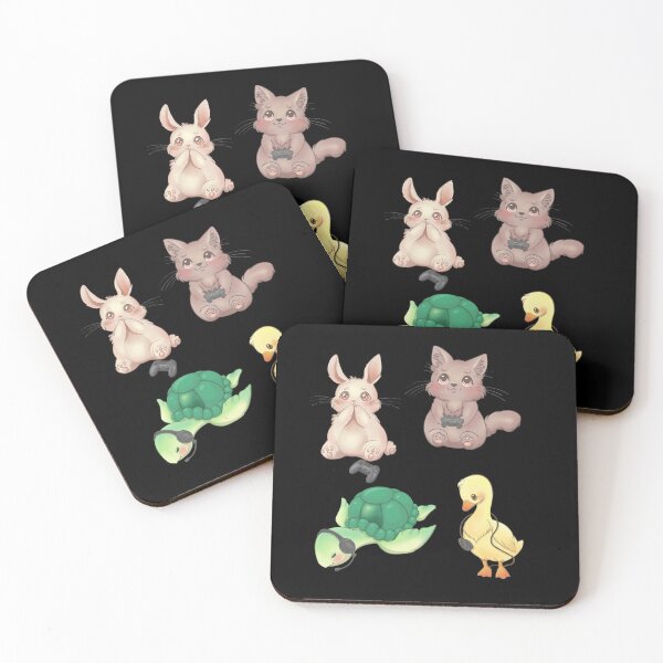 Item preview, Cute bunny, kitten, turtle and duck gamer pattern designed and sold by Gamical.