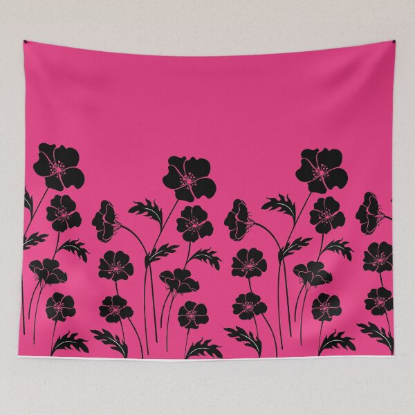 Item preview, Beautiful Black Abstract Flowers, set in Pink - Cute Floral designed and sold by Vero De.