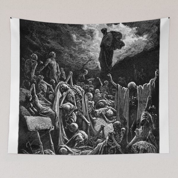 Item preview, The Vision of the Valley of the Dry Bones - Gustave Doré, La Grande Bible de Tours, Aesthetic, Gothic, Metal designed and sold by SpaceDogLaika.