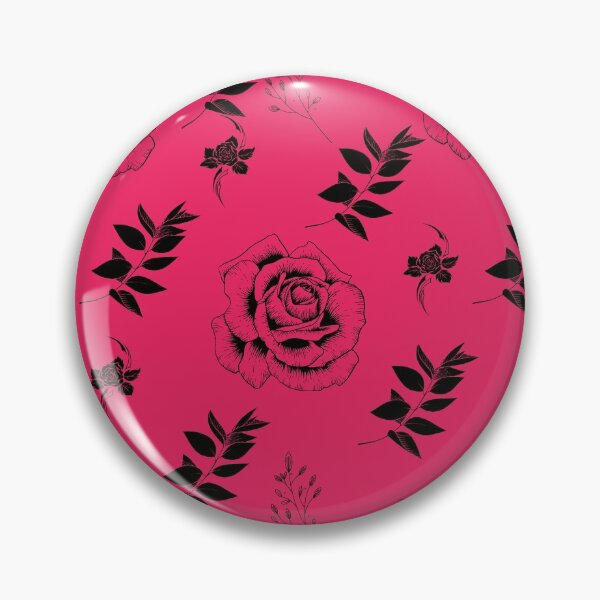 Item preview, Beautiful Black Abstract Roses and leaves Pattern set in pink - Cute Floral designed and sold by Vero De.