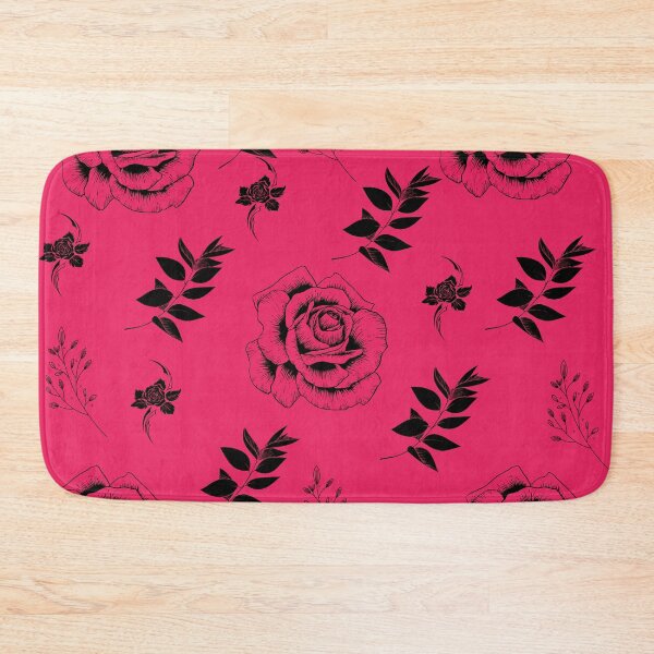 Item preview, Beautiful Black Abstract Roses and leaves Pattern set in pink - Cute Floral designed and sold by Vero De.