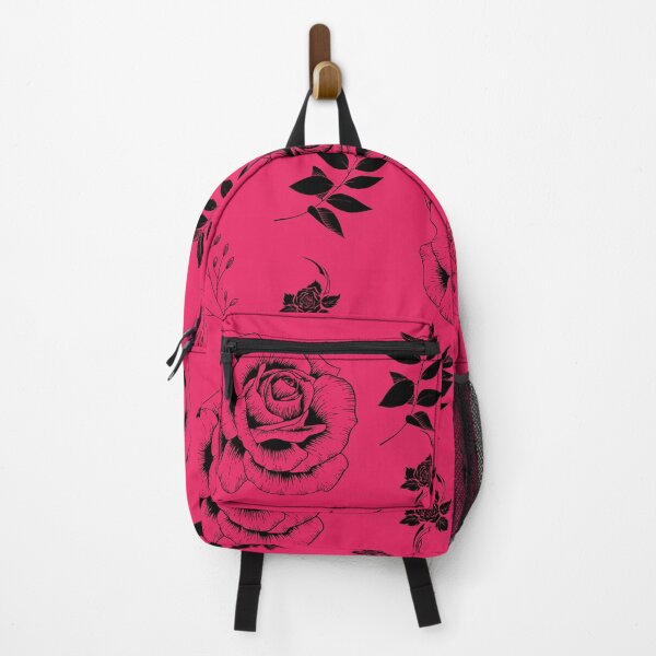 Item preview, Beautiful Black Abstract Roses and leaves Pattern set in pink - Cute Floral designed and sold by Vero De.