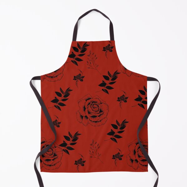 Item preview, Beautiful Black Abstract Roses and Leaves Pattern set in Deep Red - Cute Floral designed and sold by Vero De.