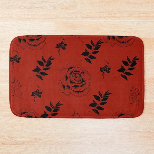 Item preview, Beautiful Black Abstract Roses and Leaves Pattern set in Deep Red - Cute Floral designed and sold by Vero De.