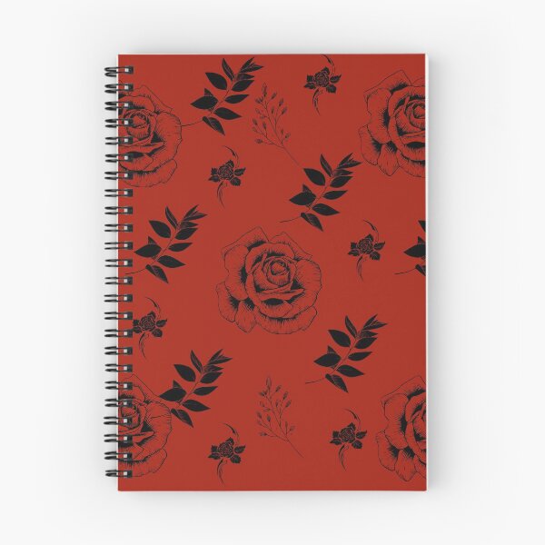 Item preview, Beautiful Black Abstract Roses and Leaves Pattern set in Deep Red - Cute Floral designed and sold by Vero De.
