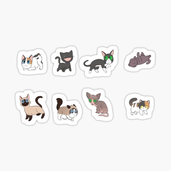 8 Sad Cat Stickers Sticker