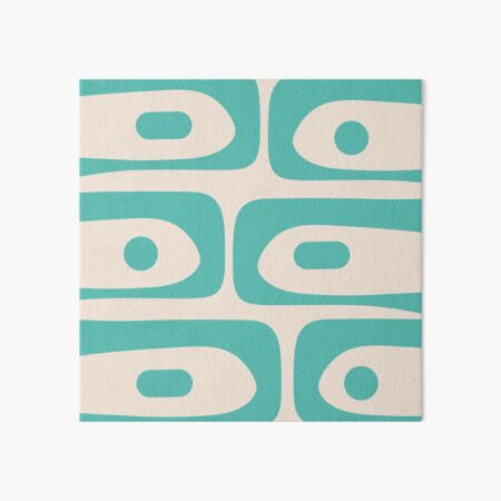Item preview, Mid Century Modern Piquet Abstract Pattern in Vintage Turquoise Teal and Beige designed and sold by kierkegaard.