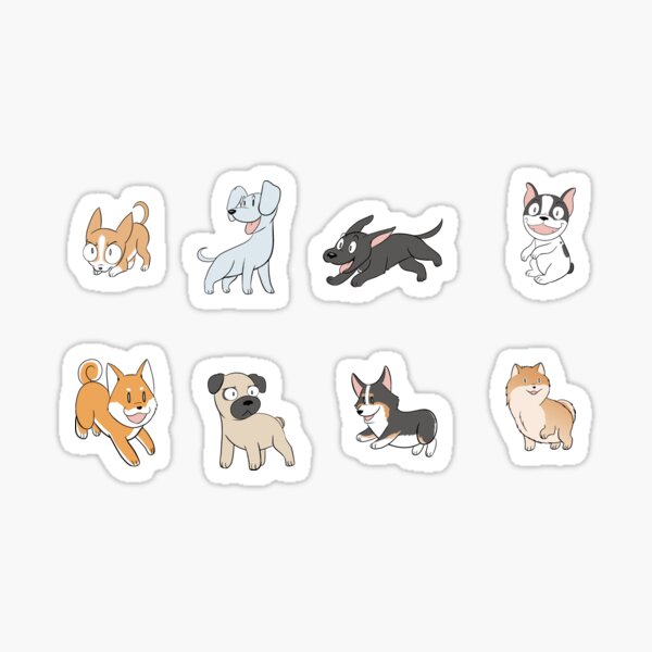 8 Happy Dog Stickers Sticker