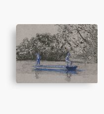 Blue boys fishing Canvas Print