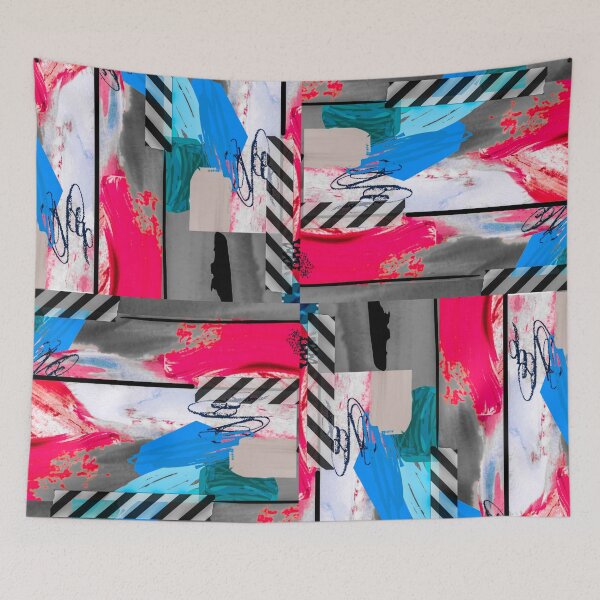 Item preview, Red, White And Blue Acrylic With Tape Collage designed and sold by Designs By YL.