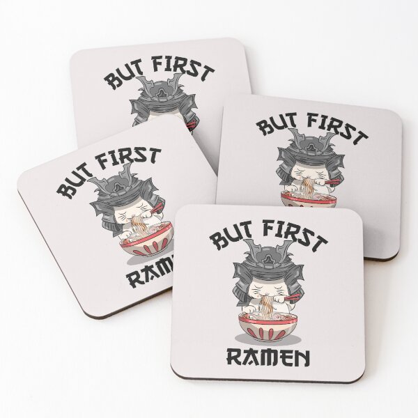 Item preview, But First Ramen Kawaii Samurai Cat designed and sold by Wachi-A.