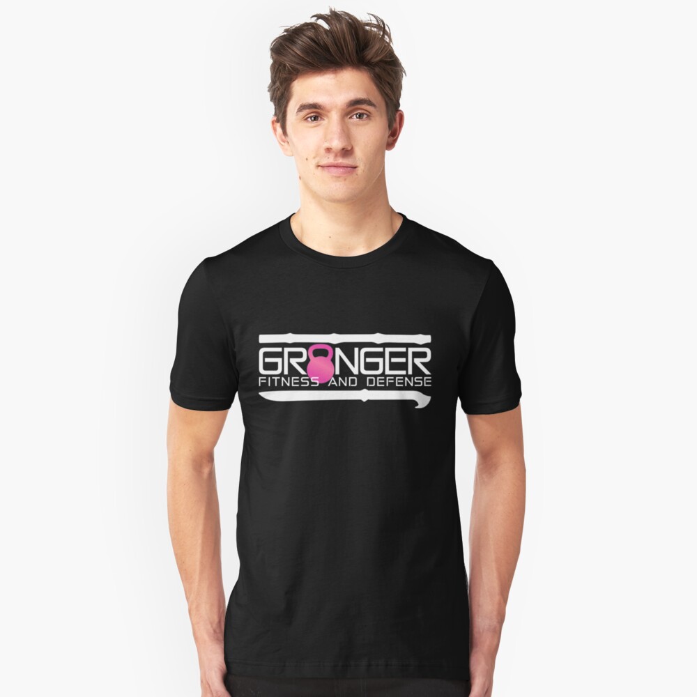 Classic logo in pink and white for Granger Fitness and Defense Slim Fit T-Shirt