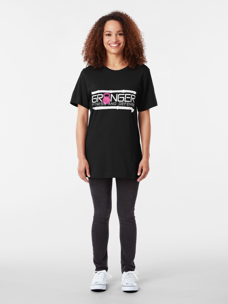 Alternate view of Classic logo in pink and white for Granger Fitness and Defense Slim Fit T-Shirt