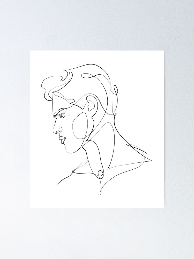 Male handsome face one line drawing Canvas Print by BondingSoul