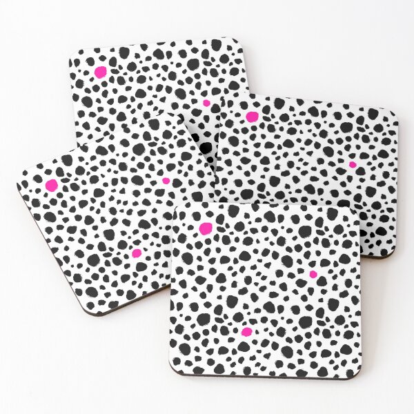 Item preview, Dalmatian Spots - Handmade Dots - Animal Print - Black and White with Pops of Color - Pink Magenta designed and sold by nancyelias.