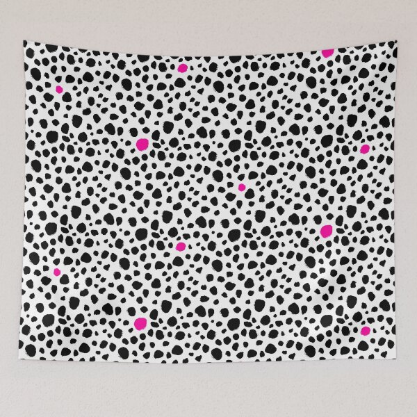 Item preview, Dalmatian Spots - Handmade Dots - Animal Print - Black and White with Pops of Color - Pink Magenta designed and sold by nancyelias.