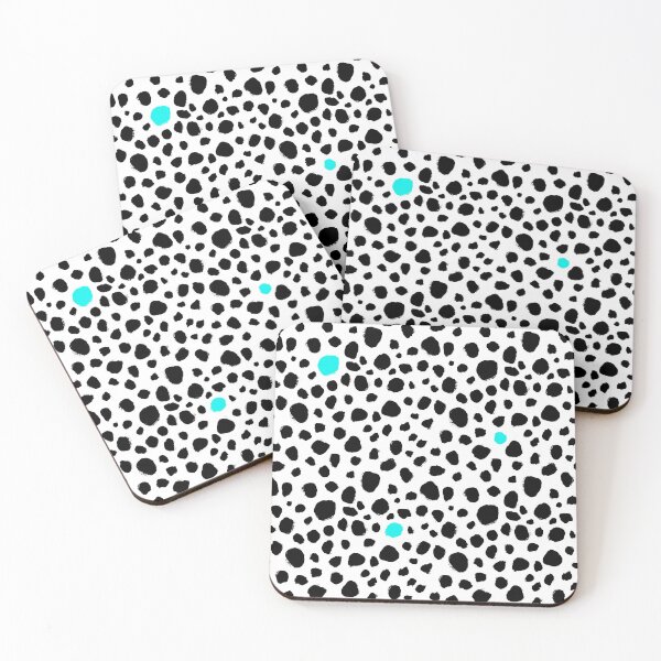 Item preview, Dalmatian Spots - Handmade Dots - Animal Print - Black and White with Pops of Color - Mint Blue designed and sold by nancyelias.