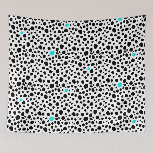 Item preview, Dalmatian Spots - Handmade Dots - Animal Print - Black and White with Pops of Color - Mint Blue designed and sold by nancyelias.