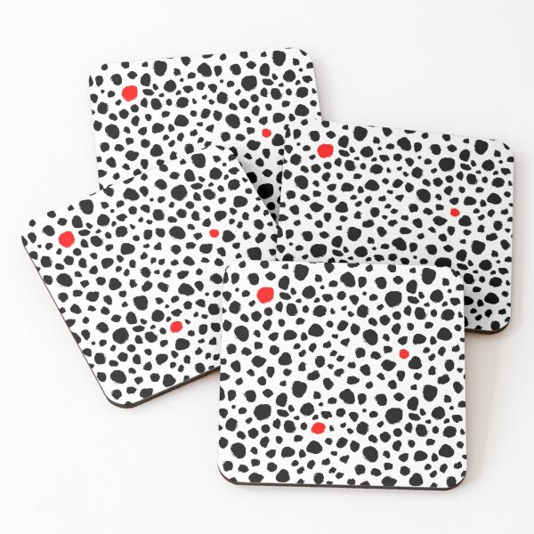 Item preview, Dalmatian Spots - Handmade Dots - Animal Print - Black and White with Pops of Color - Red designed and sold by nancyelias.
