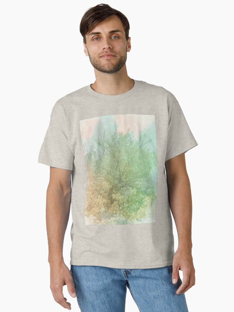 Thumbnail 2 of 7, Classic T-Shirt, Pastel Spring - Dreamy Crab Apple Tree designed and sold by OneDayArt.