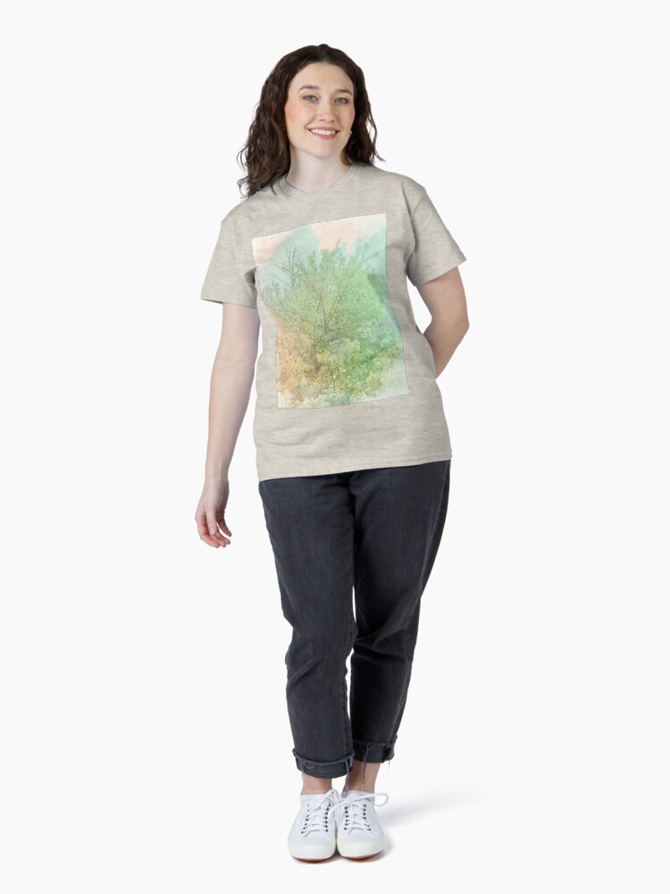 Thumbnail 4 of 7, Classic T-Shirt, Pastel Spring - Dreamy Crab Apple Tree designed and sold by OneDayArt.