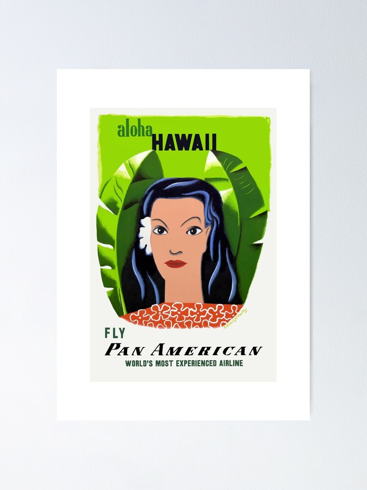 1953 Aloha HAWAII Pan American Airlines Advertising Poster | Poster