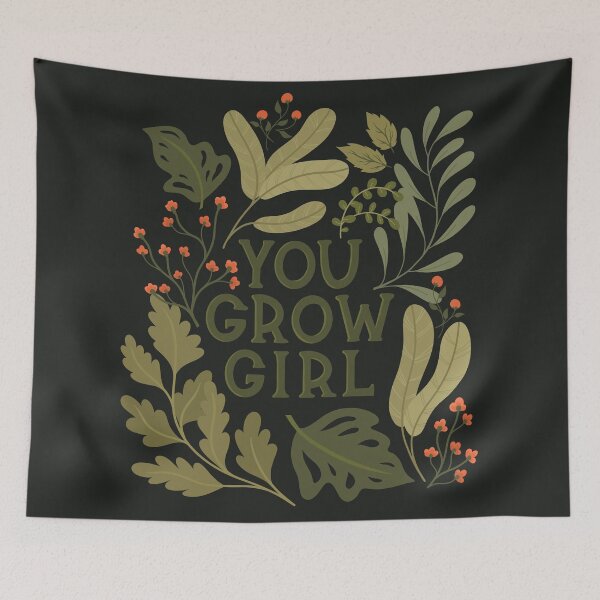 Item preview, You Grow Girl - Botanical Art Quote Dark Grey designed and sold by Kit Cronk.
