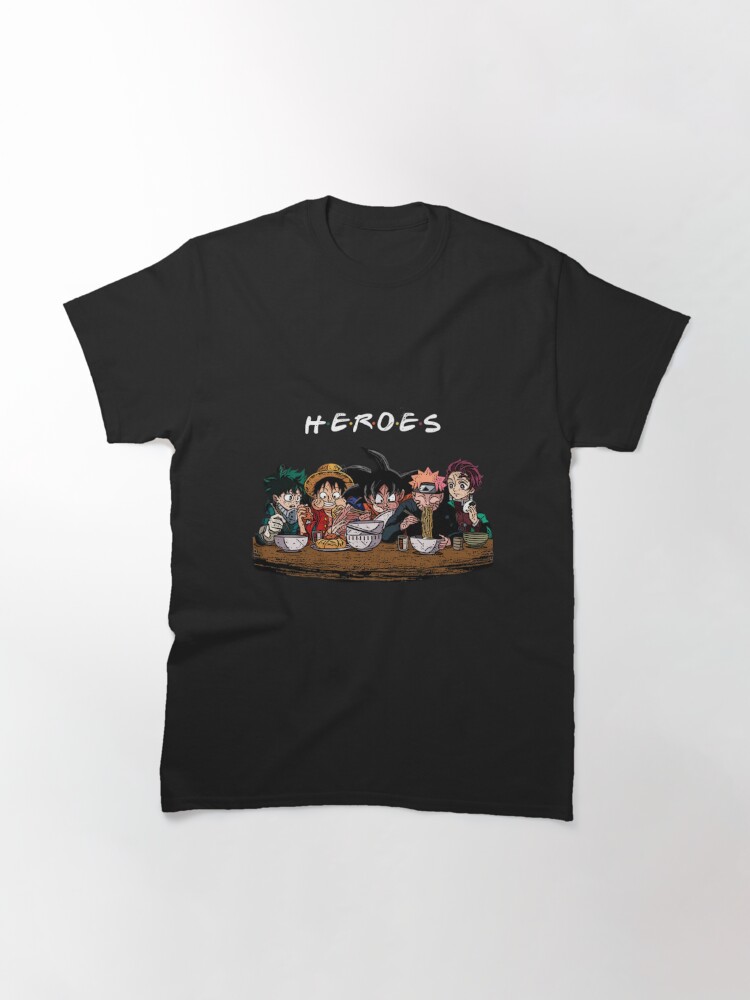 Discover Camiseta Más Que Héroes Shonen Amigos Comiendo Ramen Lindo Kawaii Vintage para Hombre Mujer