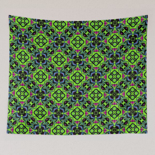 Item preview, Cosmic Carnival Bright Green Pink Blue Black Pattern designed and sold by Sector18.