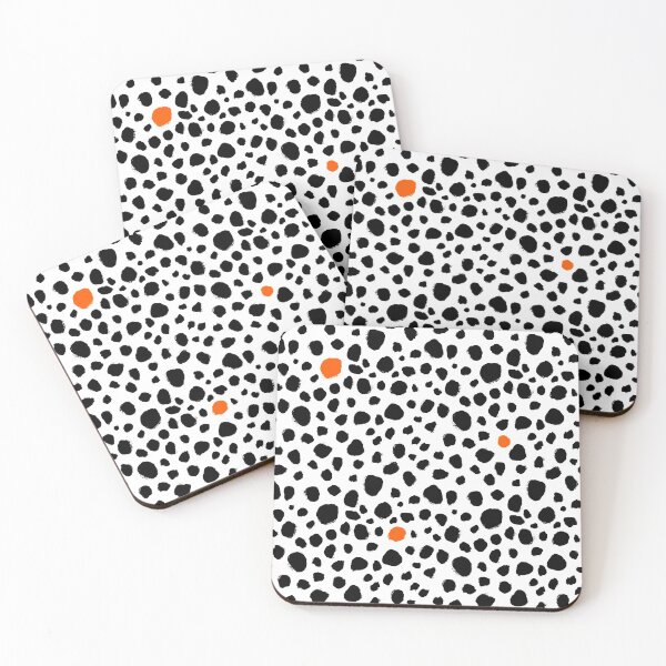 Item preview, Dalmatian Spots - Handmade Dots - Animal Print - Black and White with Pops of Color - Orange designed and sold by nancyelias.