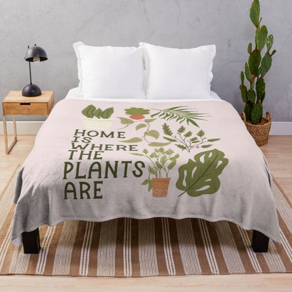 Item preview, Home is where the plants are - Botanical Art Quote Pink designed and sold by Kit Cronk.