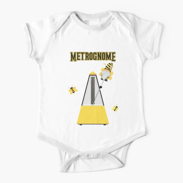 METROGNOME - GNOME WITH BEES - FUNNY MUSICAL METRONOME PUN DESIGN Short Sleeve Baby One-Piece