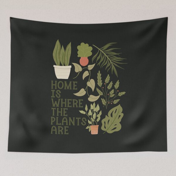 Item preview, Home is where the plants are - Botanical Art Quote Dark Grey designed and sold by Kit Cronk.