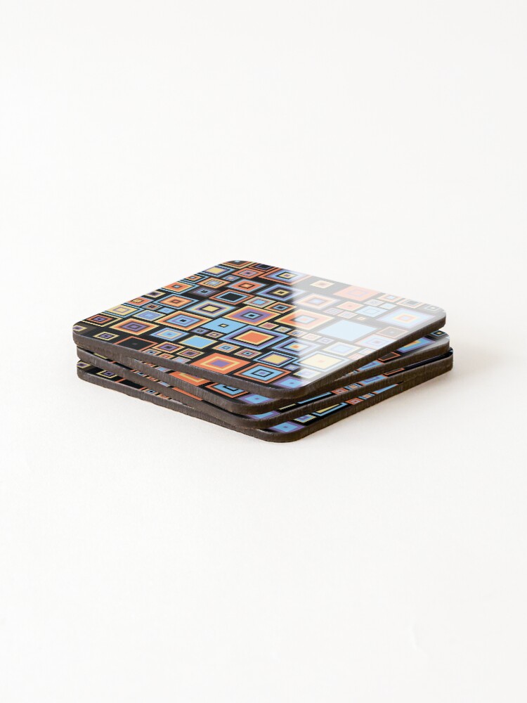 Thumbnail 4 of 5, Coasters (Set of 4), Colorful Retro Squares Pattern designed and sold by CBNetwork.