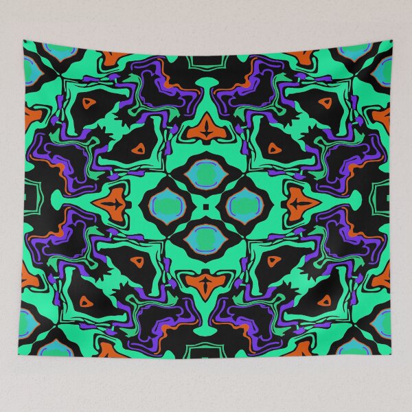 Item preview, Cosmic Carnival Green Purple Orange Blue Black designed and sold by Sector18.