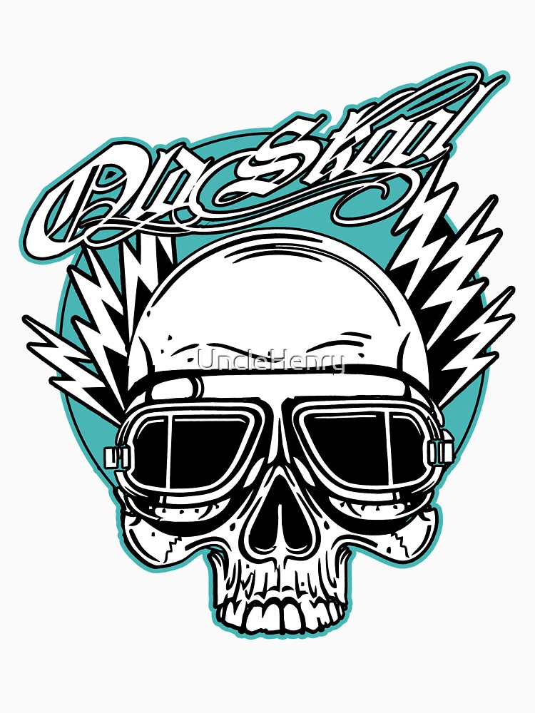 Old Skool Skull Design in Türkis von UncleHenry