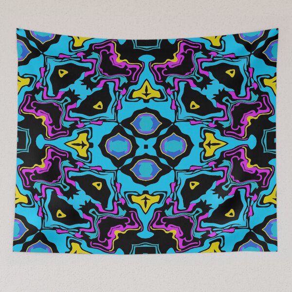 Item preview, Cosmic Carnival Light Blue Yellow Pink Black designed and sold by Sector18.