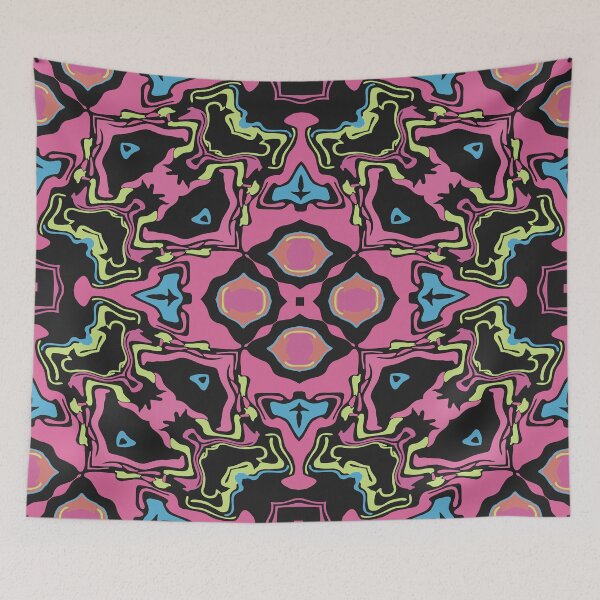 Item preview, Cosmic Carnival Pink Blue Yellow Orange Black designed and sold by Sector18.