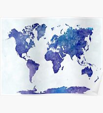 World map in watercolor Poster