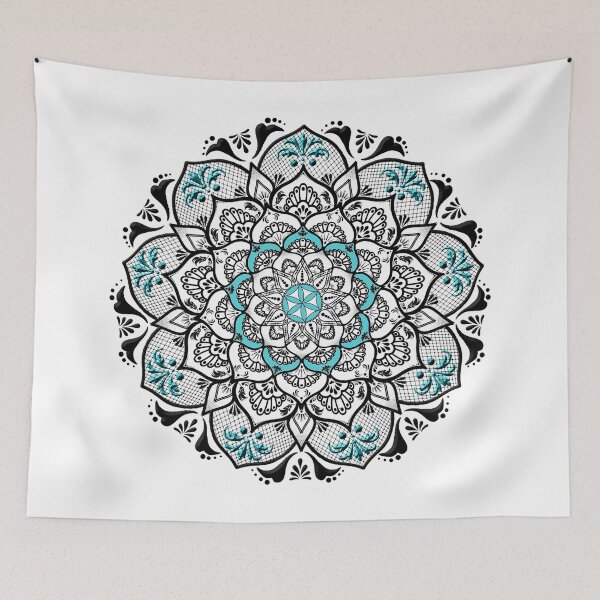 Item preview, Blue and Black Dotted Mandala Sun designed and sold by Tannumoni.
