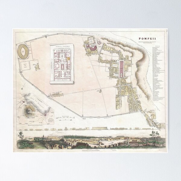 Item preview, Vintage Map of Pompeii Italy (1832) designed and sold by BravuraMedia.