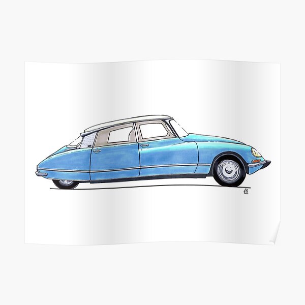 Citroen DS bleu Poster