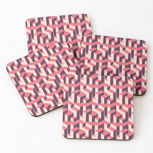 Item preview, Cubic Pattern Burgundy n Salmon  designed and sold by Bluematerials.