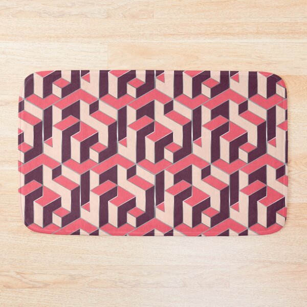 Item preview, Cubic Pattern Burgundy n Salmon  designed and sold by Bluematerials.