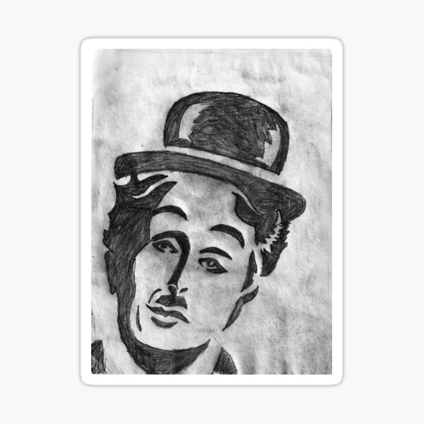 Charlie Chaplin Face Sketch Sticker