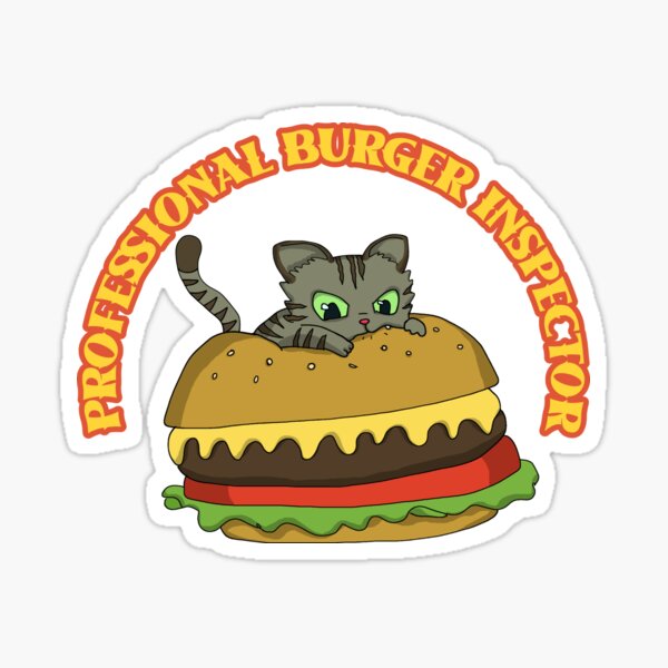Professional Burger Inspector Tabby Cat Sticker