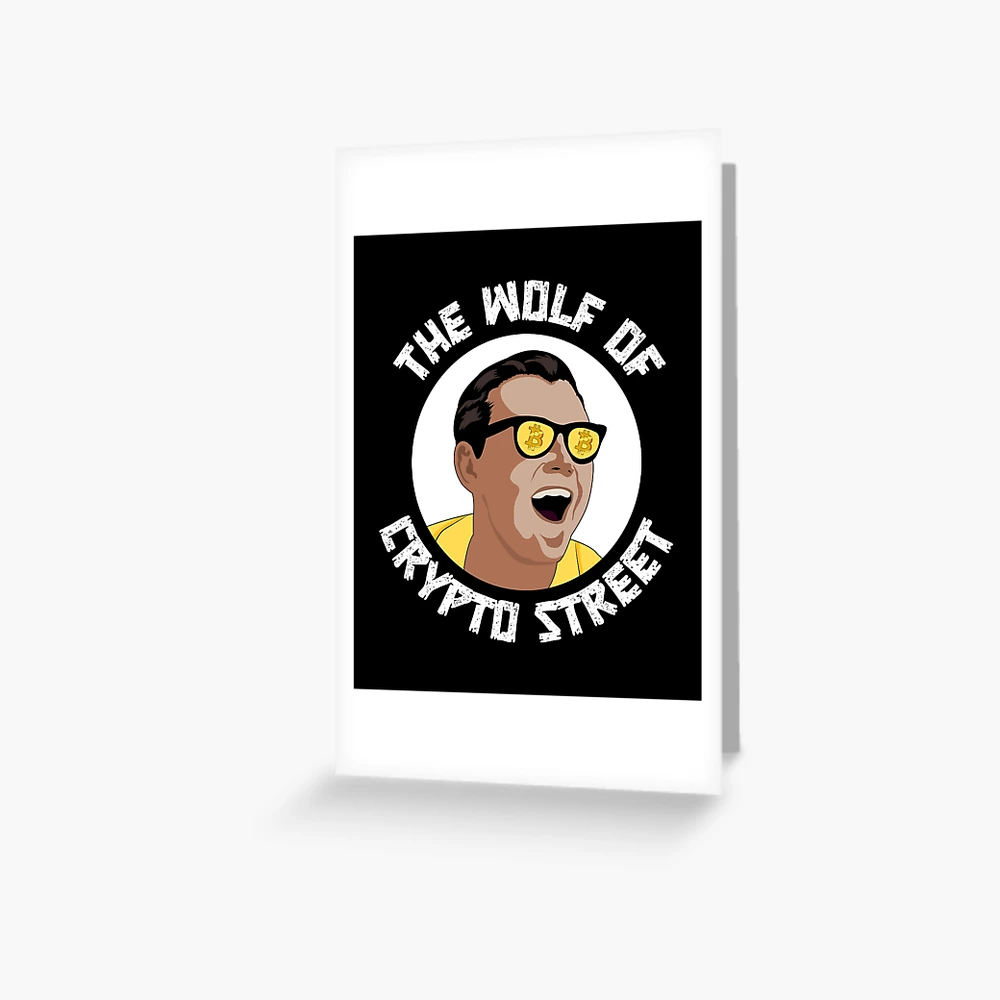 The Wolf Of Crypto Street, Bitcoin, Leonardo dicaprio Vector Portrait -  Cryptocurrency Bitcoin T-Shirt design Greeting Card