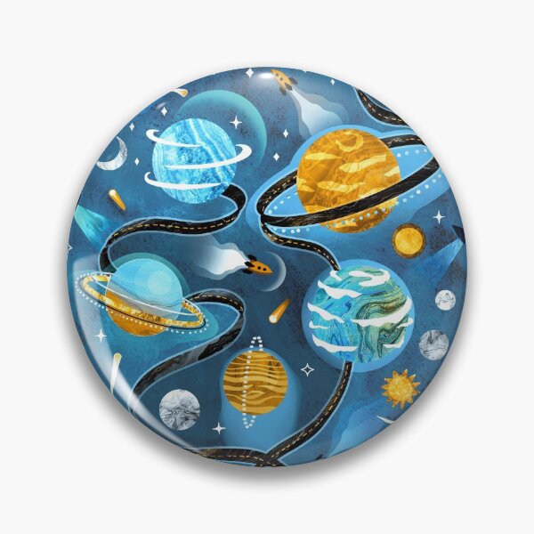 Item preview, Highway to Intergalactic Adventures - Cerulean Blue & Mustard Yellow designed and sold by TigaTiga.